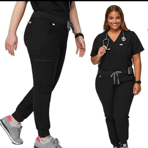 BRAND NEW WITH TAGS FIGS Women's REGULAR BLACK Zamora Jogger Scrub Pants - Picture 4 of 14